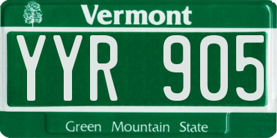 VT license plate YYR905