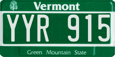 VT license plate YYR915