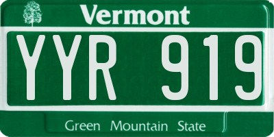 VT license plate YYR919