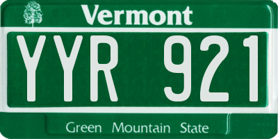 VT license plate YYR921