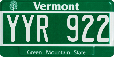 VT license plate YYR922