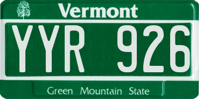 VT license plate YYR926