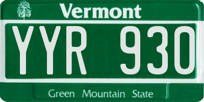 VT license plate YYR930