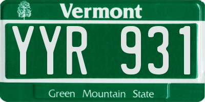 VT license plate YYR931