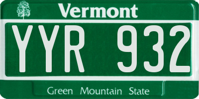 VT license plate YYR932