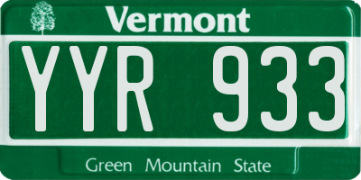VT license plate YYR933