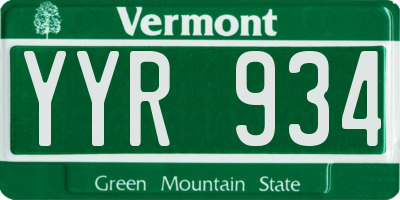 VT license plate YYR934
