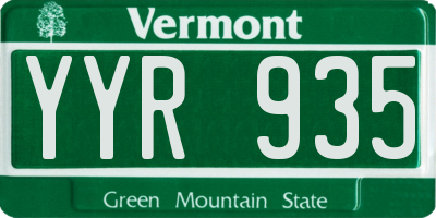 VT license plate YYR935