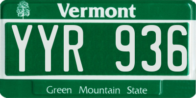 VT license plate YYR936