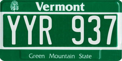 VT license plate YYR937