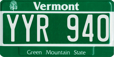 VT license plate YYR940