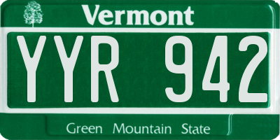 VT license plate YYR942