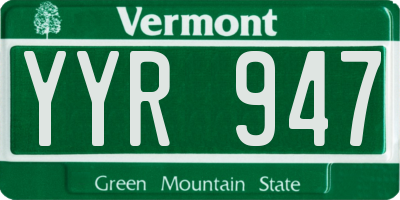 VT license plate YYR947