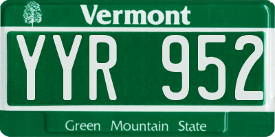 VT license plate YYR952