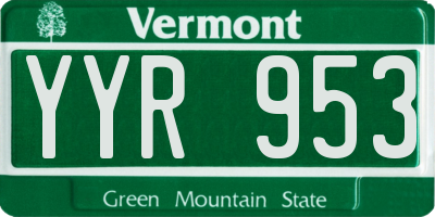 VT license plate YYR953