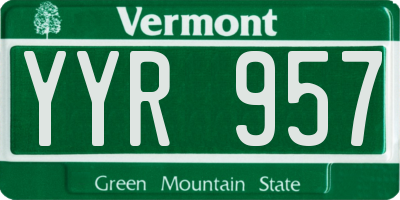 VT license plate YYR957