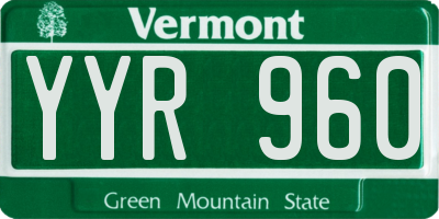 VT license plate YYR960