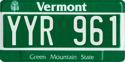 VT license plate YYR961