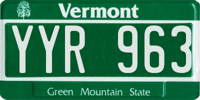 VT license plate YYR963