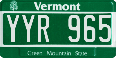 VT license plate YYR965