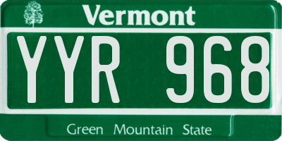 VT license plate YYR968