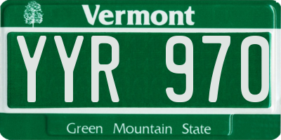 VT license plate YYR970