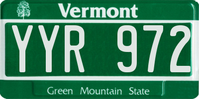 VT license plate YYR972