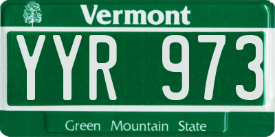 VT license plate YYR973