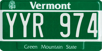 VT license plate YYR974