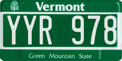 VT license plate YYR978