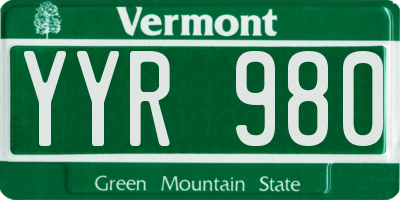 VT license plate YYR980