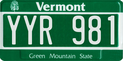 VT license plate YYR981