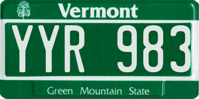 VT license plate YYR983