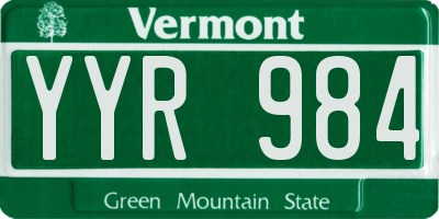VT license plate YYR984