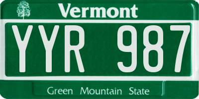 VT license plate YYR987