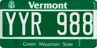 VT license plate YYR988