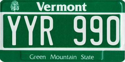 VT license plate YYR990