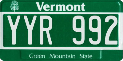 VT license plate YYR992