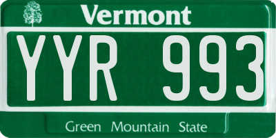 VT license plate YYR993