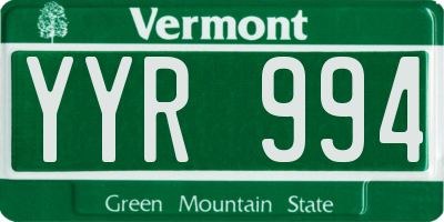 VT license plate YYR994