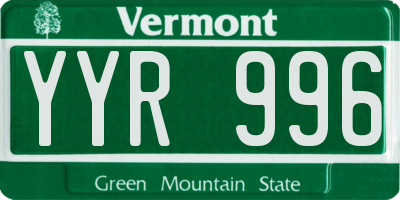 VT license plate YYR996