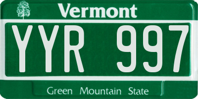 VT license plate YYR997
