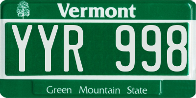 VT license plate YYR998