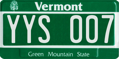 VT license plate YYS007