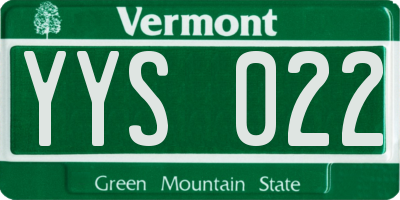 VT license plate YYS022