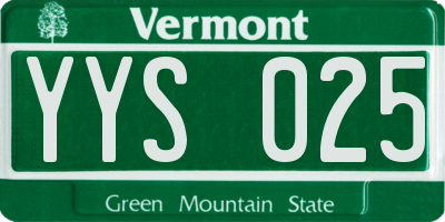 VT license plate YYS025