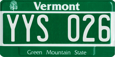 VT license plate YYS026