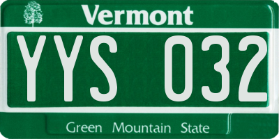 VT license plate YYS032
