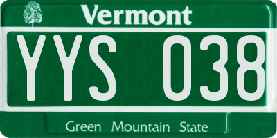 VT license plate YYS038