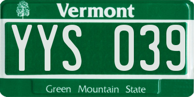VT license plate YYS039